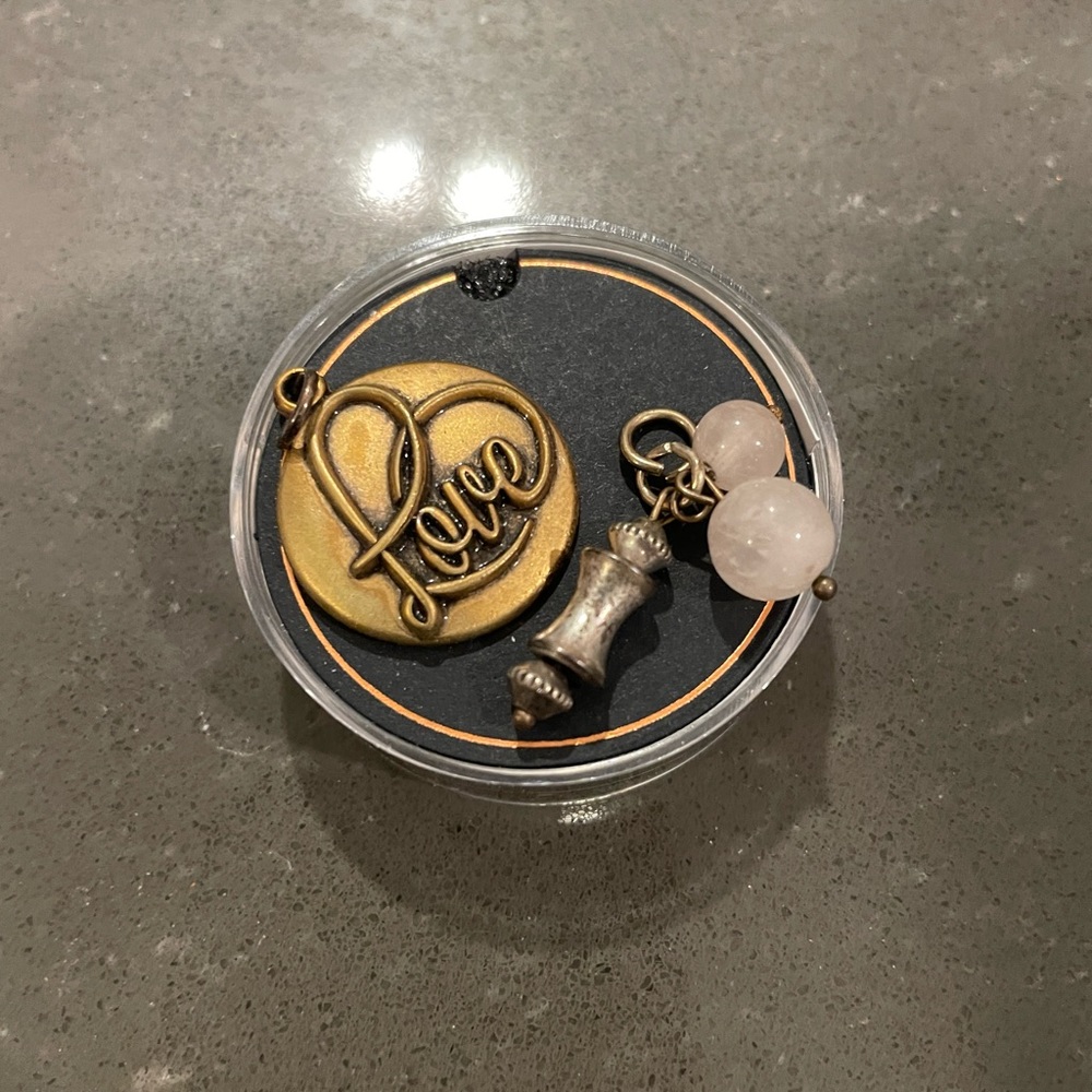 Alex and Ani Love Charm and Rose Quartz charm for necklace